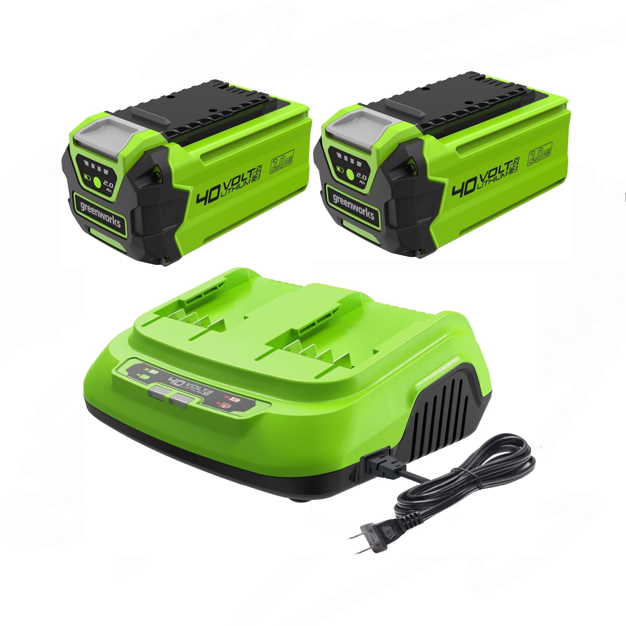 Amazon.com : Greenworks 40V 2 * 2.0Ah Lithium-Ion Battery + 8A